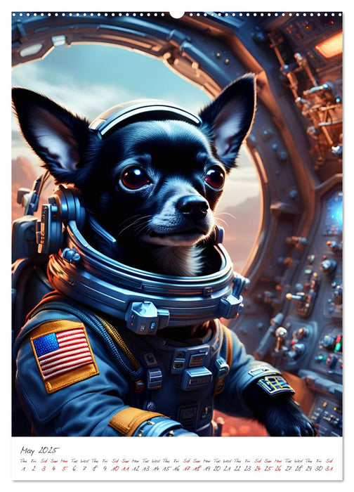 Chihuahua Adventure in Space (CALVENDO Monthly Calendar 2025)