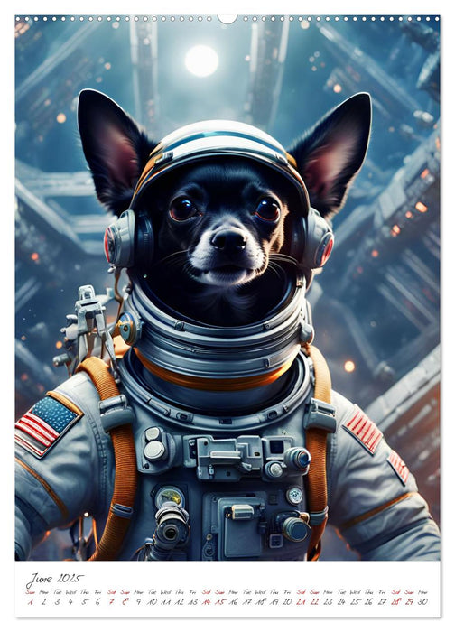 Chihuahua Adventure in Space (CALVENDO Monthly Calendar 2025)