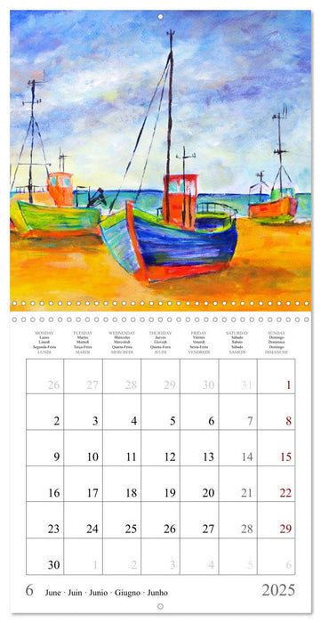 Maritime Adventures - Colourfully painted boats (CALVENDO Monthly Calendar 2025)