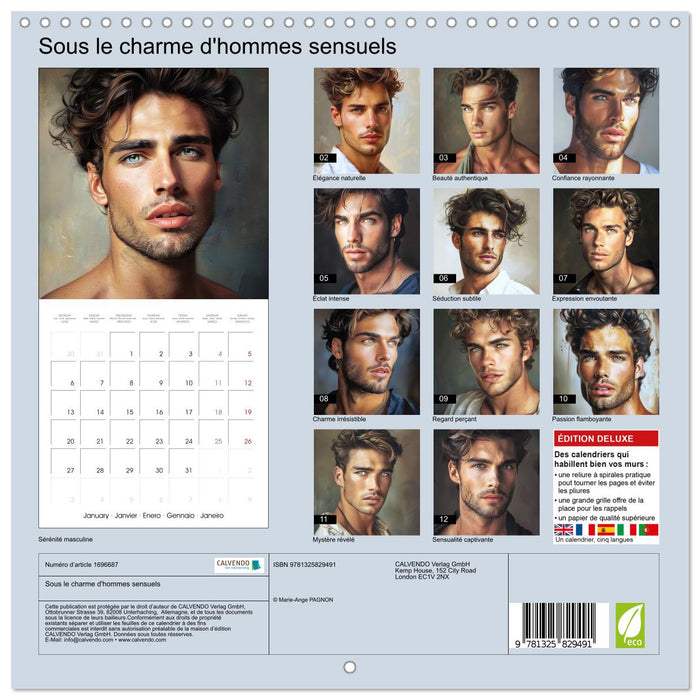 Sous le charme d'hommes sensuels (CALVENDO Calendrier mensuel 2025)