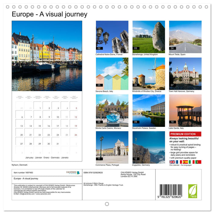 Europe - A visual journey (CALVENDO Monthly Calendar 2025)