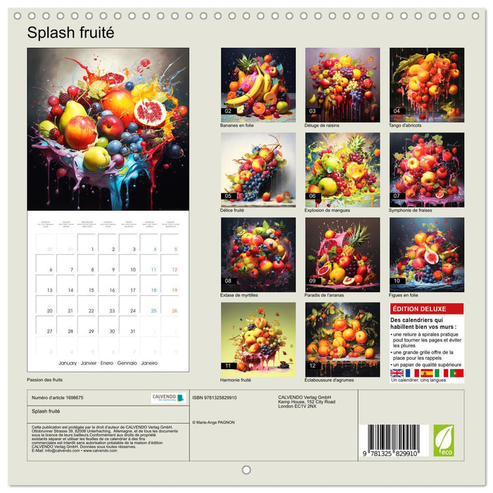 Splash fruité (CALVENDO Calendrier mensuel 2025)