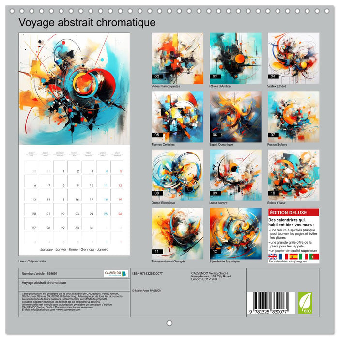 Voyage abstrait chromatique (CALVENDO Calendrier mensuel 2025)