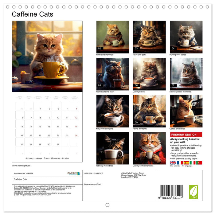 Caffeine Cats (CALVENDO Monthly Calendar 2025)