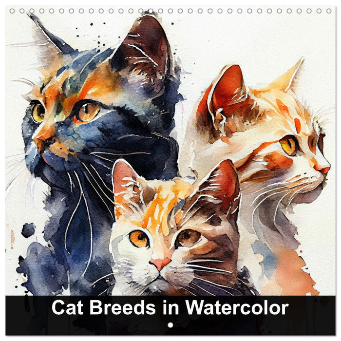 Cat Breeds in Watercolor (CALVENDO Monthly Calendar 2025)