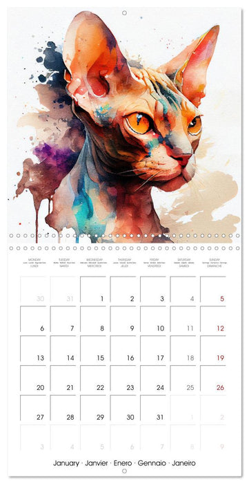 Cat Breeds in Watercolor (CALVENDO Monthly Calendar 2025)