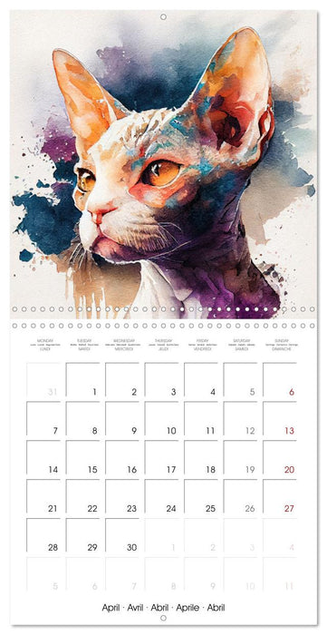 Cat Breeds in Watercolor (CALVENDO Monthly Calendar 2025)