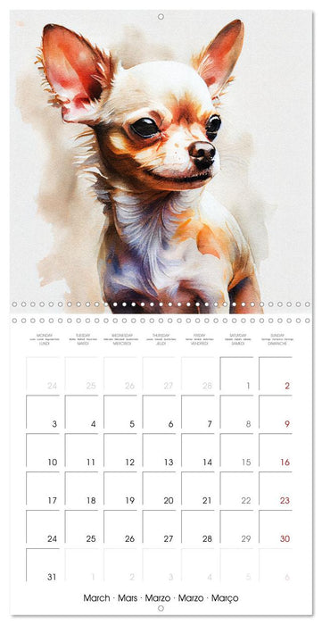 Dog Breeds in Watercolor (CALVENDO Monthly Calendar 2025)