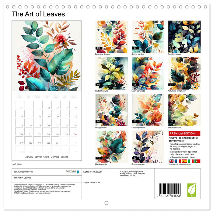 The Art of Leaves (CALVENDO Monthly Calendar 2025)