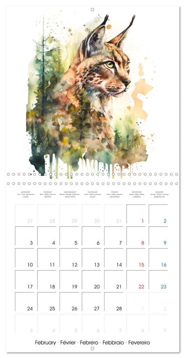 Animaux de la forêt à l'aquarelle (CALVENDO Calendrier mensuel 2025)