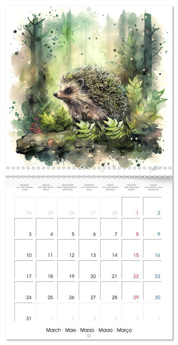 Animaux de la forêt à l'aquarelle (CALVENDO Calendrier mensuel 2025)