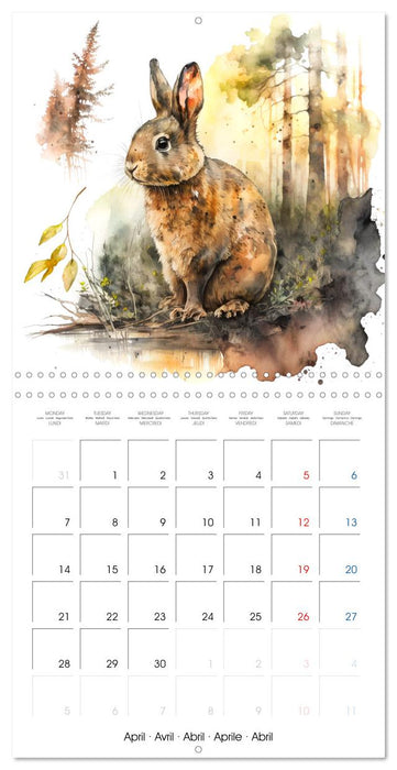 Animaux de la forêt à l'aquarelle (CALVENDO Calendrier mensuel 2025)