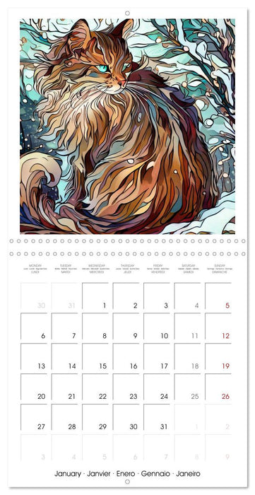 Chats de style Art nouveau (CALVENDO Calendrier mensuel 2025)