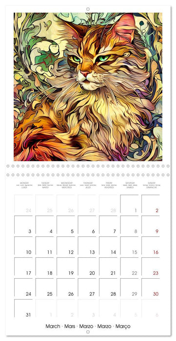 Chats de style Art nouveau (CALVENDO Calendrier mensuel 2025)