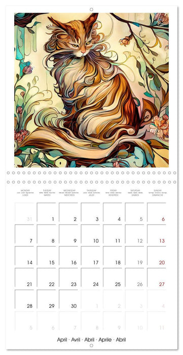 Chats de style Art nouveau (CALVENDO Calendrier mensuel 2025)