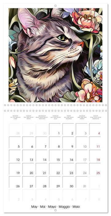 Chats de style Art nouveau (CALVENDO Calendrier mensuel 2025)