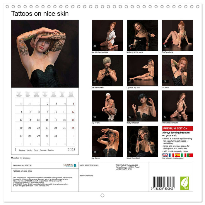 Tattoos on nice skin (CALVENDO Monthly Calendar 2025)