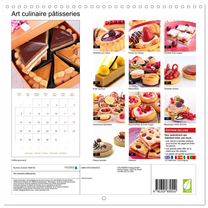 Art culinaire pâtisseries (CALVENDO Calendrier mensuel 2025)