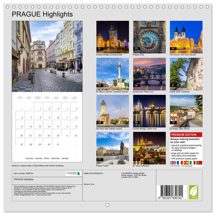 PRAGUE Highlights (CALVENDO Monthly Calendar 2025)