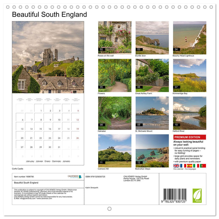 Beautiful South England (CALVENDO Monthly Calendar 2025)