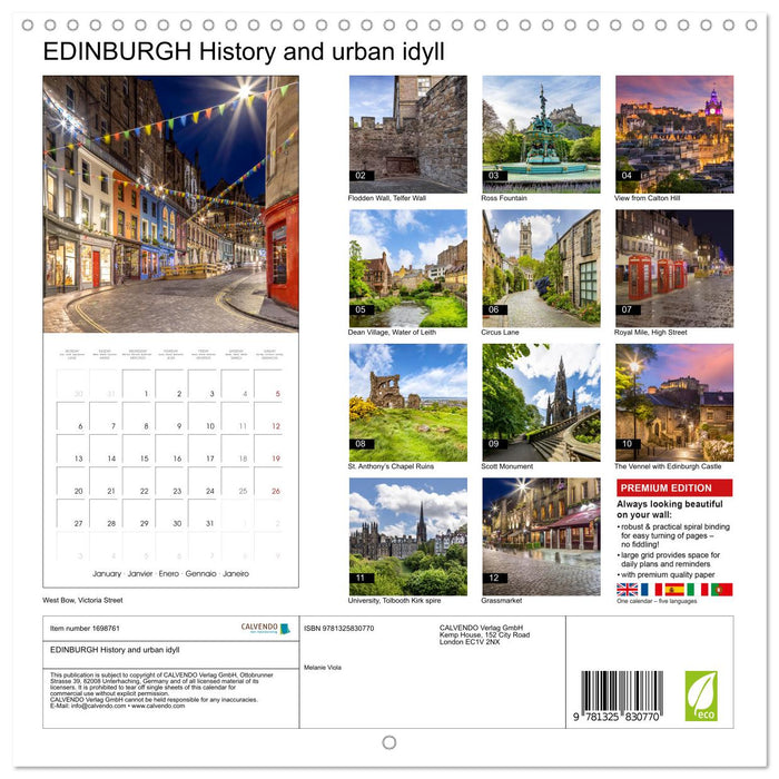 EDINBURGH History and urban idyll (CALVENDO Monthly Calendar 2025)