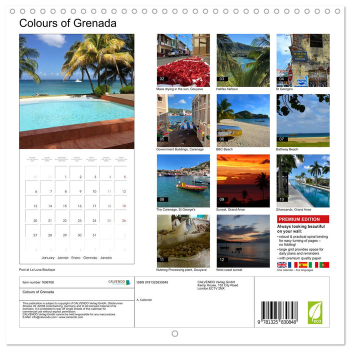 Colours of Grenada (CALVENDO Monthly Calendar 2025)