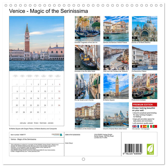 Venice - Magic of the Serinissima (CALVENDO Monthly Calendar 2025)