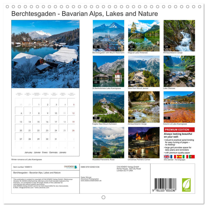 Berchtesgaden - Bavarian Alps, Lakes and Nature (CALVENDO Monthly Calendar 2025)