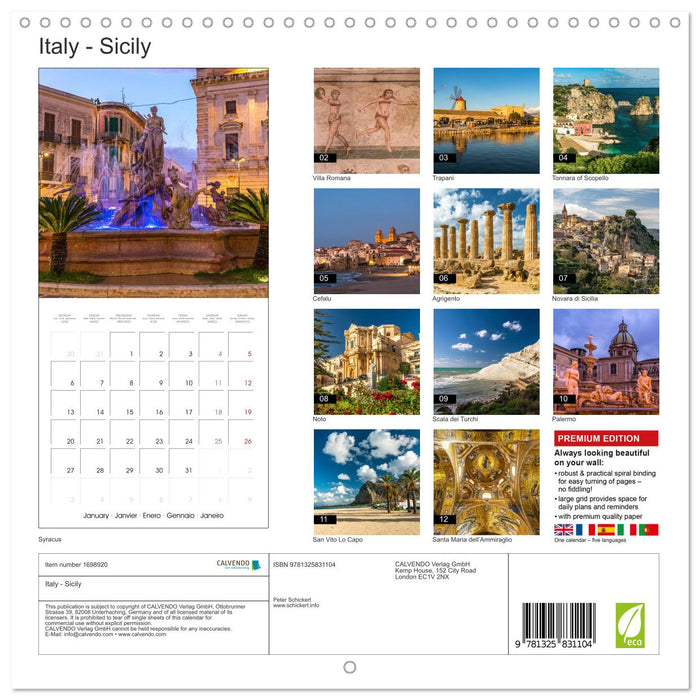 Italy - Sicily (CALVENDO Monthly Calendar 2025)