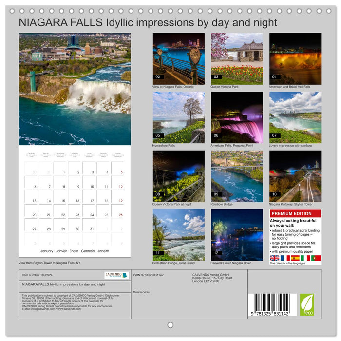 NIAGARA FALLS Idyllic impressions by day and night (CALVENDO Monthly Calendar 2025)