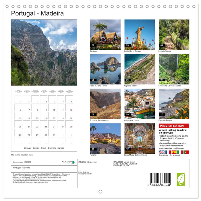 Portugal - Madeira (CALVENDO Monthly Calendar 2025)