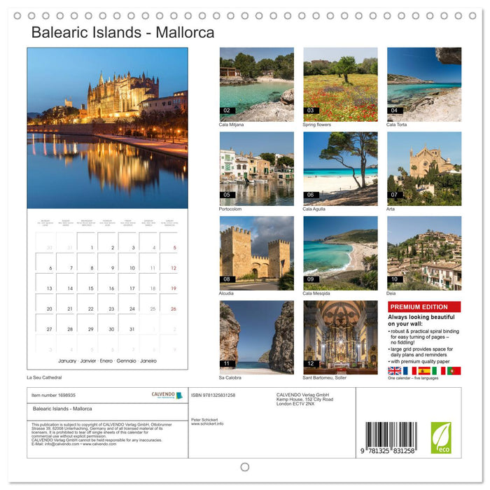 Balearic Islands - Mallorca (CALVENDO Monthly Calendar 2025)