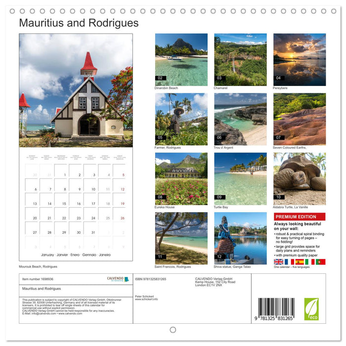 Mauritius and Rodrigues (CALVENDO Monthly Calendar 2025)