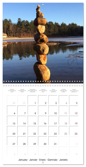 Stone Balancing at Walden Pond (CALVENDO Monthly Calendar 2025)