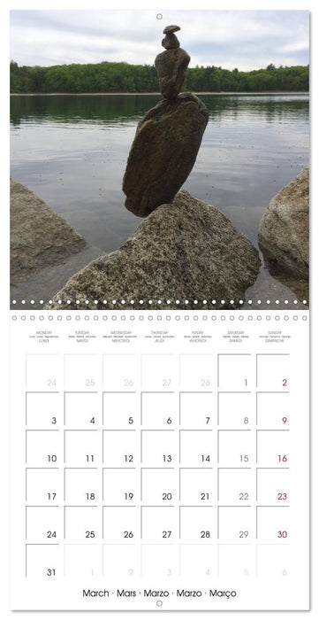 Stone Balancing at Walden Pond (CALVENDO Monthly Calendar 2025)