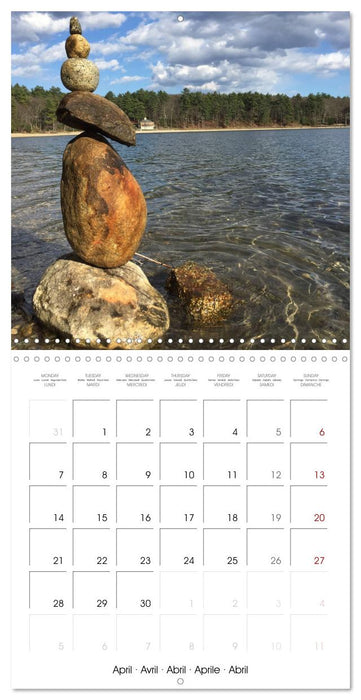 Stone Balancing at Walden Pond (CALVENDO Monthly Calendar 2025)