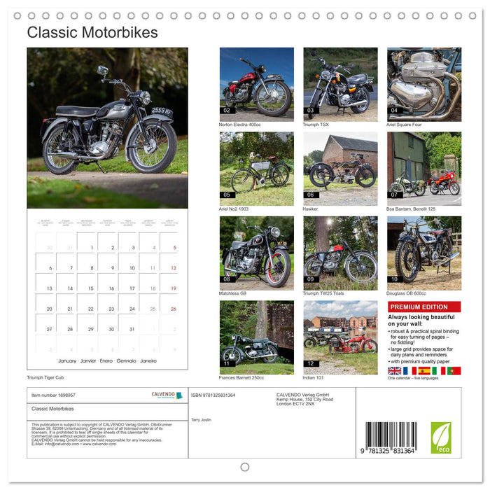 Classic Motorbikes (CALVENDO Monthly Calendar 2025)