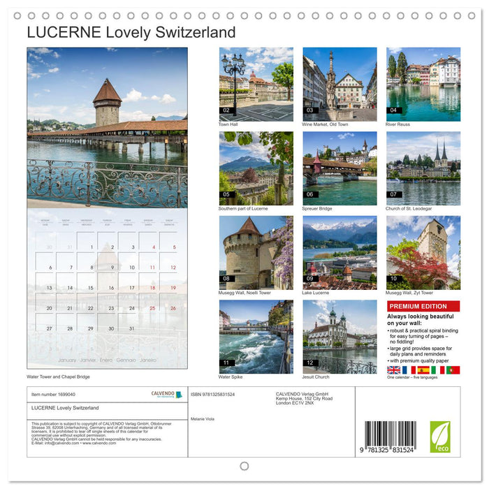 LUCERNE Lovely Switzerland (CALVENDO Monthly Calendar 2025)