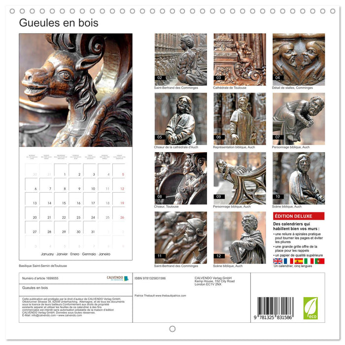 Gueules en bois (CALVENDO Calendrier mensuel 2025)