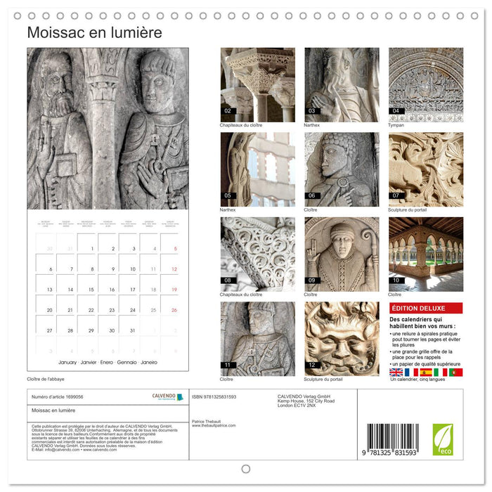 Moissac en lumière (CALVENDO Calendrier mensuel 2025)