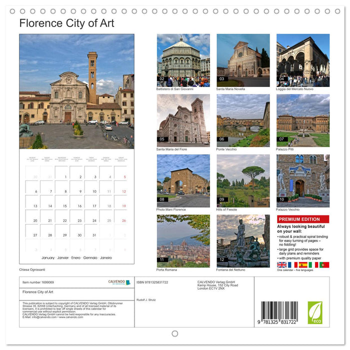 Florence City of Art (CALVENDO Monthly Calendar 2025)