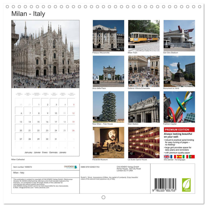 Milan - Italy (CALVENDO Monthly Calendar 2025)