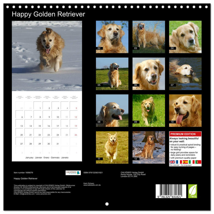 Happy Golden Retriever (CALVENDO Monthly Calendar 2025)