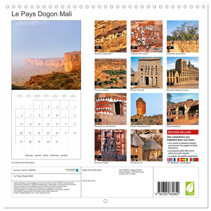 Le Pays Dogon Mali (CALVENDO Calendrier mensuel 2025)