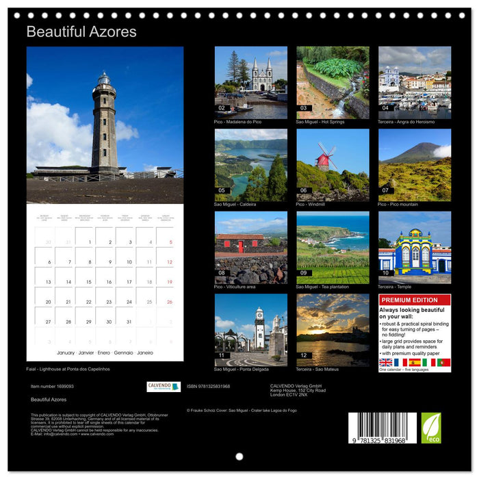 Beautiful Azores (CALVENDO Monthly Calendar 2025)