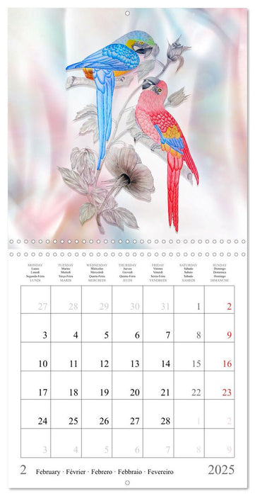 Parrots and Roses (CALVENDO Monthly Calendar 2025)