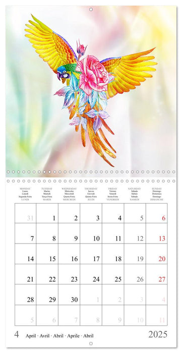 Parrots and Roses (CALVENDO Monthly Calendar 2025)