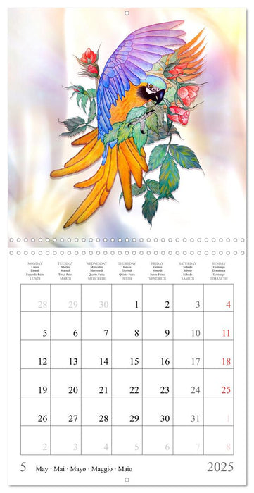 Parrots and Roses (CALVENDO Monthly Calendar 2025)