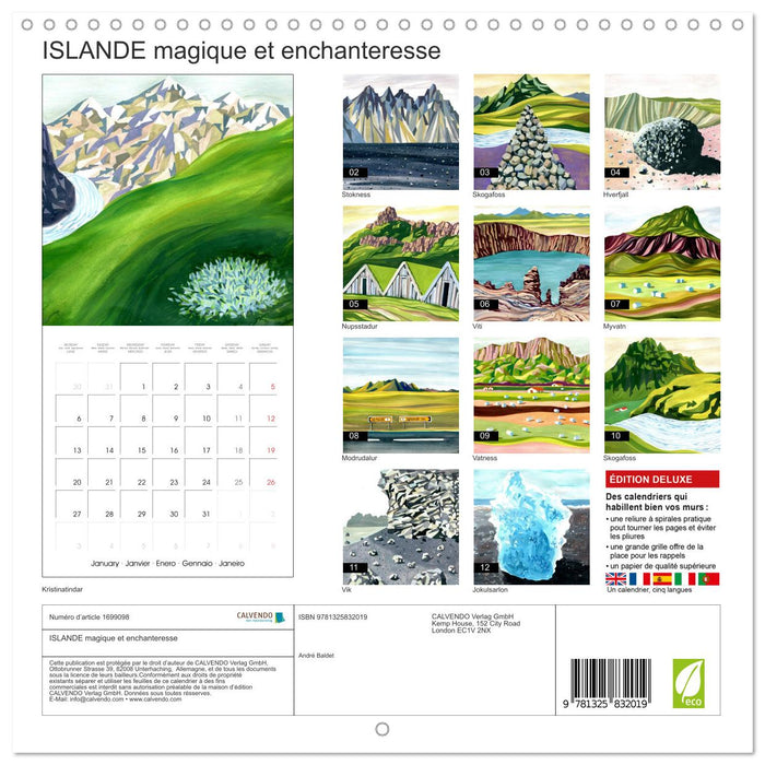 ISLANDE magique et enchanteresse (CALVENDO Calendrier mensuel 2025)