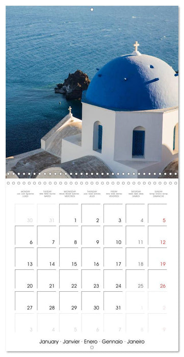 Santorini, Une perle de la Méditerranée (CALVENDO Calendrier mensuel 2025)